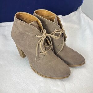 Lace Up Bootie Heels - Grey